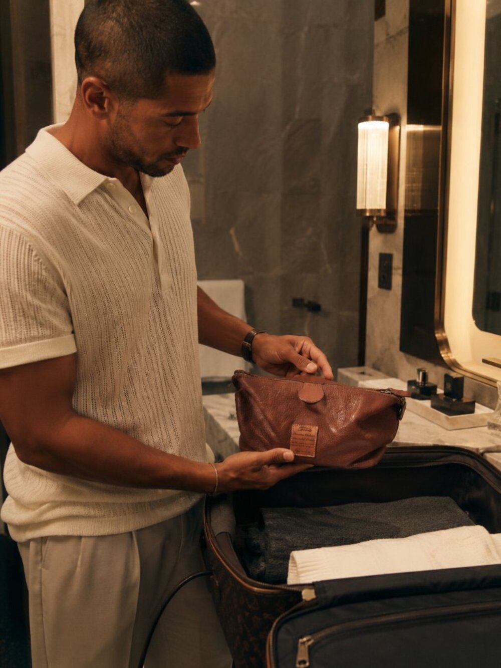 Terrida Luxury Travel Toilette Bag Brown